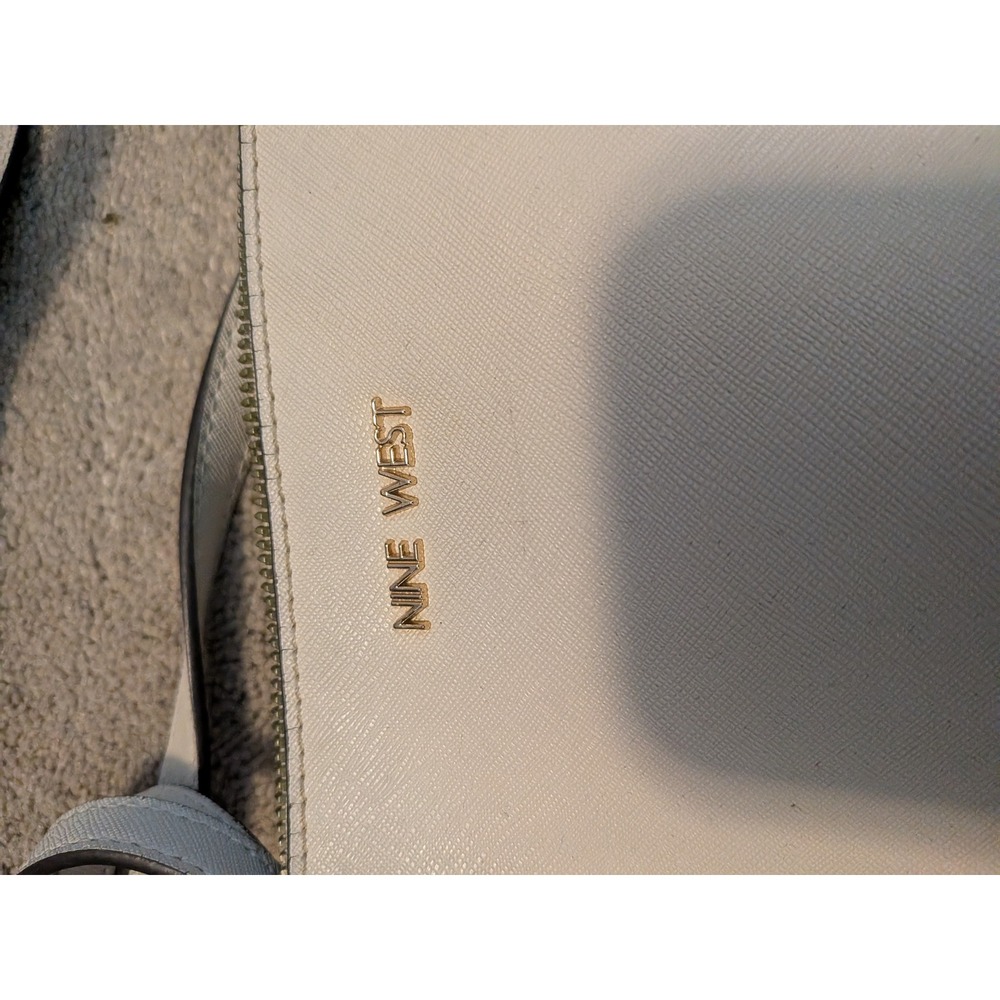 Nine West Cream Saffiano Faux Leather Triple Compartment Crossbody Bag White